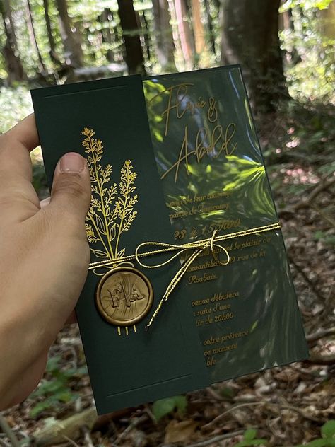 Wedding Invitation, Acrylic Invitations, Acrylic Gold Invitations, Quinceanera Invitation, Clear Acrylic Invitation, Birthday Invitation, - Etsy Gold Invitations Quinceanera, Invitations For Quinceanera, Forest Theme Wedding Invitations, Fairytale Quinceanera, Invitations Sweet 16, Clear Invitations, Emerald Wedding Colors, Forest Invitation, Lotr Wedding