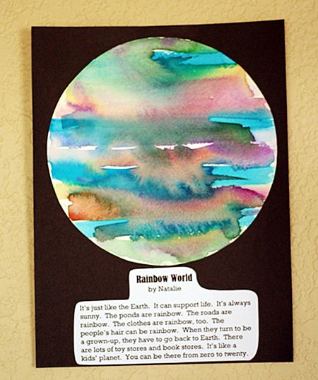 create a planet art project...watercolor and coffee filters.  Kids name planet and what you will find on their planet. Space Art Projects, Space Lessons, Space Preschool, Planet Project, Space Week, Outer Space Art, Planet Art, Space Unit, Outer Space Theme