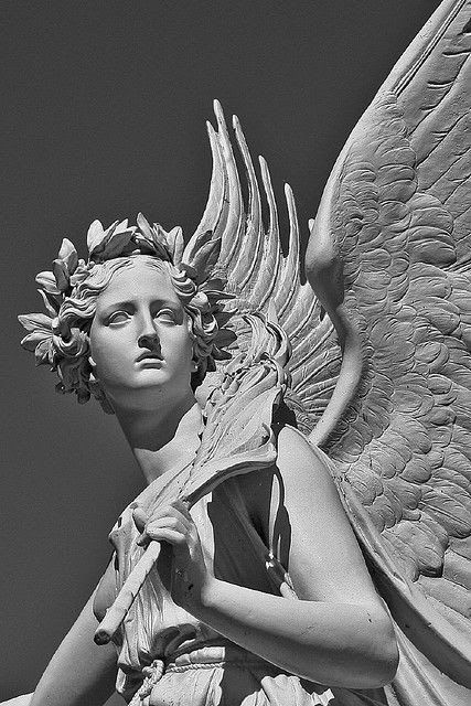 Angel Statue, For Free, Angel, Statue, Black And White, White, Black