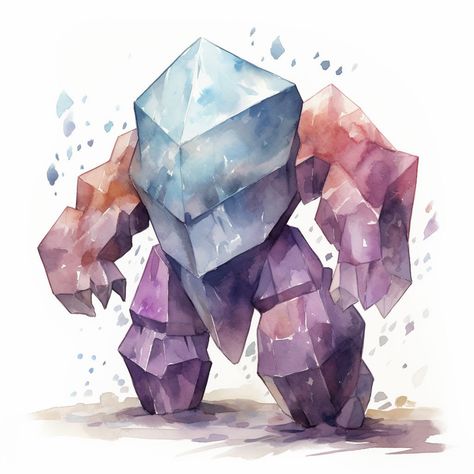 Rock Elemental Fantasy Art, Star Monster Concept Art, Crystal Dragon Dnd, Stone Golem Fantasy Art, Crystal Monster Concept Art, Dnd Crystal Monster, Crystal Creature Art, Crystal Character Design, Golem Dnd