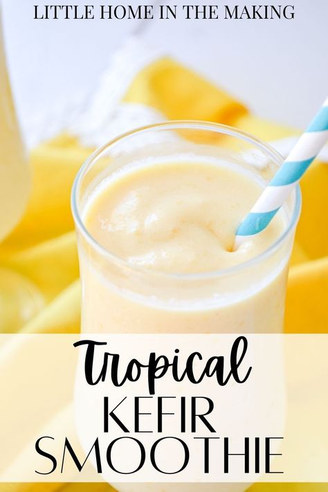 This Mango Pineapple Kefir Smoothie recipe is the perfect healthy breakfast for when you're on-the-go! Made with just a few ingredients like frozen fruit and milk kefir, it's a super easy healthy smoothie recipe that can make for a healthy breakfast or snack. The best way to drink kefir for beginners, since the tropical fruits cover the tanginess of milk kefir! This fermented food is a delight to drink, and will help boost your gut health considerably! Kefir Smoothie Recipes, Kefir Smoothie, Orange Smoothie Recipes, Healthy Smoothie Recipe, Easy Healthy Smoothie Recipes, Frozen Fruit Smoothie, Mango Pineapple Smoothie, Kefir Recipes, Perfect Healthy Breakfast