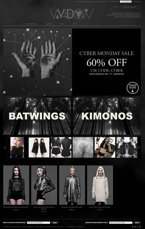 House of Widow #webdesign #dark #goth #ecommerce #clothes #shopping Goth Branding Design, Goth Website Design, Goth Website, Occult Design, Web Typography, Chelsea Wolfe, Website Color Schemes, Fashion Web Design, Minimalist Web Design