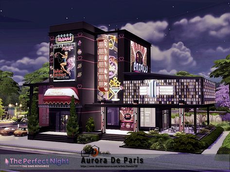 Sims 4 Las Vegas Cc, Nightclub Exterior, Sims 4 Nightclub Cc, Sims 4 Strip Club, Sims 4 Club, Night Club Dance, The Sims 4 Lots, Club Furniture, Sims 4 House Building