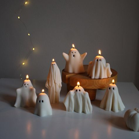 Ghost Candles, Halloween Decor, Thanksgiving Decor, Halloween Candles, Fall Home Decor, Autumn Candle, Halloween Gift Set - Etsy Candles Halloween, Halloween Living Room, Candle Halloween, Ghost Candles, Casa Halloween, Halloween Candle, Autumn Candle, Decor Thanksgiving, Halloween Inspo