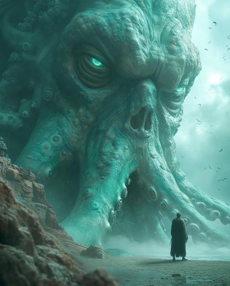 Tentacle Aesthetic, Kraken Monster, Dune Landscape, Kraken Art, Cthulhu Art, Fantasy Wallpaper, Lovecraftian Horror, Hp Lovecraft, Gothic Fantasy Art