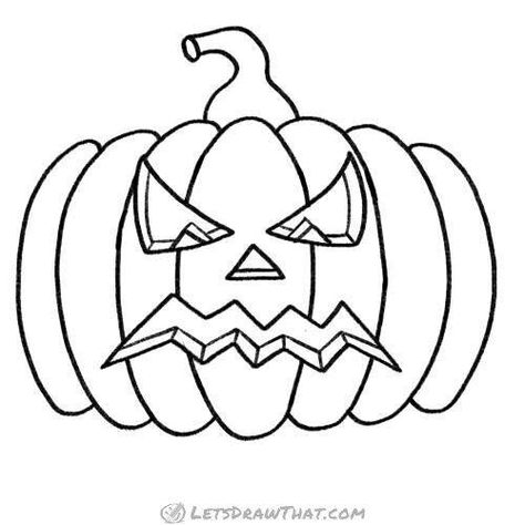 Drawing pumpkin faces for Halloween: angry  looking pumpkin face and a simple perspective tutorial to add depth and interest to your drawing. A step by step drawing tutorial. Cute Halloween Coloring Pages, Pumpkin Coloring, Pumpkin Outline, Imprimibles Halloween, Free Halloween Coloring Pages, Halloween Coloring Sheets, Pumpkin Drawing, Halloween Kunst, Labu Halloween