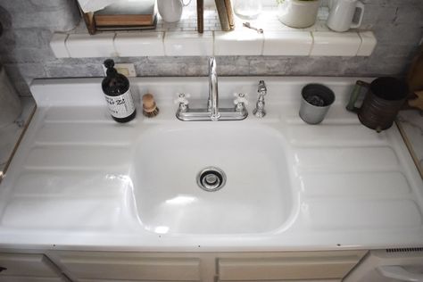 Vintage Washboard Kitchen Sink - Midcounty Journal Vintage Washboard Sink Washboard Sink, Vintage Washboard, Vintage Kitchen Sink, Vintage Sink, Kitchen Sink Organization, Log Cabin Furniture, Log Home Interiors, Cabin Furniture, Rustic Wood Furniture