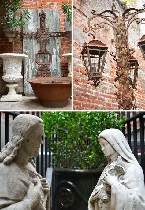 New Orleans Courtyard Garden, French Quarter Courtyards, Front Courtyard Ideas Court Yard Patio, New Orleans Courtyard Ideas, French Courtyard Garden Ideas, French Provincial Garden, French Backyard, Romantic Courtyard, French Quarter Decor