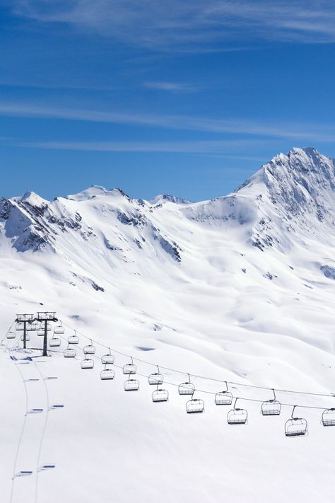 Pristine ski slopes with empty chairlift going up the mountain. Italy Winter, Ski Culture, Luxury Ski Chalet, Ski Chalets, Luxury Ski, Ski Holidays, Ski Chalet, Ski Resorts, French Alps