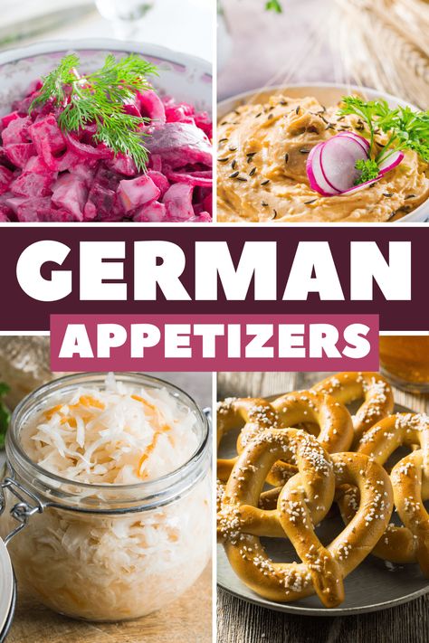 These easy German appetizers will give you an authentic Oktoberfest experience! From salads to pretzels to pies, bring a taste of Germany into your kitchen with these bites! Traditional German Appetizers, Easy German Recipes Dinners, Octoberfest Food Appetizers, German Snacks Appetizers, German Dips, Octoberfest Appetizers, German Charcuterie Board, German Recipes Authentic, Food Recipes Appetizers