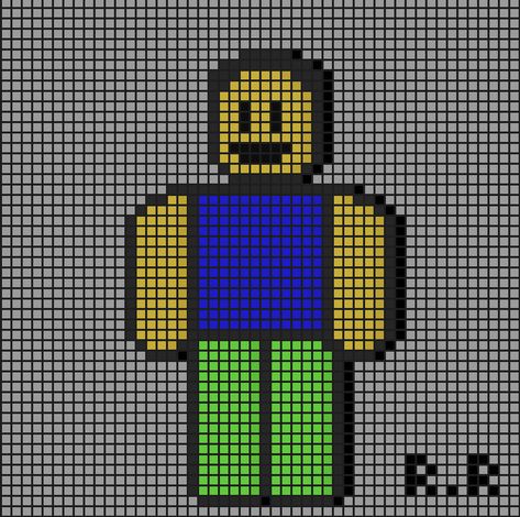 Roblox Pixel Art, Roblox Noob, Tiny Cross Stitch, Perler Bead Patterns, Hama Beads, Perler Beads, Beading Patterns, Pixel Art, Cross Stitch