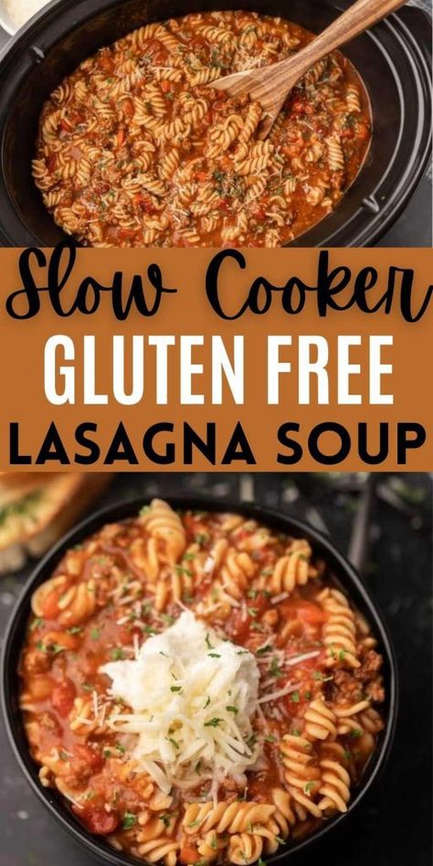 Gluten Free Crock Pot Lasagna, Gluten Free Crockpot Lasagna, Crock Pot Lasagna Soup, Gluten Free Lasagna Soup, Slow Cooker Gluten Free, Gluten Free Slow Cooker Recipes, Gluten Free Crock Pot, Crock Pot Lasagna, Ground Beef Recipes Crockpot