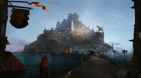 Fantasy Places Art, Fantasy Cities, Fantasy Locations, Go Wallpaper, Scene Art, Fantasy City, Fantasy Setting, Fantasy Places, Fantasy Concept