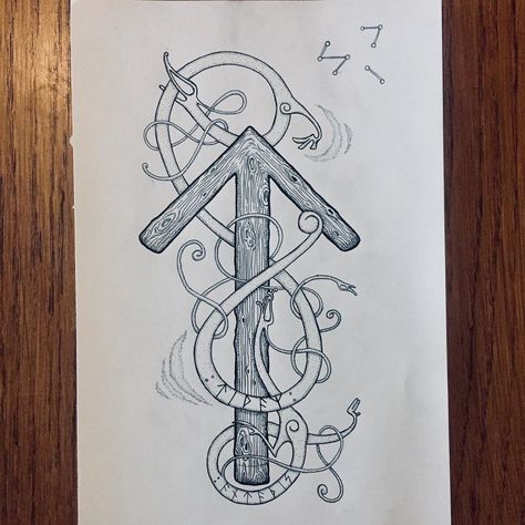 Bruno on Instagram: “The Tiwaz Rune “What is higher than the self is the Self become Higher.” Literally: “The god, Tyr” Justice, Sacrifice. Rune of the balance…” Tyr Norse God Tattoo, Tiwaz Rune Tattoo, Rune Artwork, Sacrifice Drawing, Tyr Tattoo, Tiwaz Rune, Viking Drawings, Viking Tattoos For Men, Norse Art