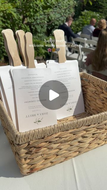 The Van Dusen Mansion on Instagram: "Beat the heat & feel the love on warm summer wedding days with wedding programs that double as handheld fans! The perfect way to keep your guests cool and smiling throughout the entire day!🥰
🌸🌞🤍

#vandusenmansion #vandusenmansionwedding #historicvenue #mnweddingvenue #minnesotawedding #minneapolismn #weddinginspo" Destination Wedding Fans, Wedding Fans For Guests Summer, Order Of The Day Wedding Fan, Beach Wedding Fans For Guests, Traditional Wedding Hand Fan, Diy Wedding Program Fans, Mn Wedding Venues, Wedding Program Fans, Happy May