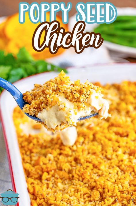 This Poppy Seed Chicken is a warm, comforting and creamy casserole dinner recipe that's ready in under 40 minutes. An easy, family favorite meal! Side Dish Casserole Recipes, Chicken Poppyseed, The Country Cook Recipes, Poppy Seed Chicken Casserole, Creamy Casserole, Chicken Casserole Dinners, Poppy Seed Chicken, Dinner Casserole Recipes, Ranch Chicken Casserole