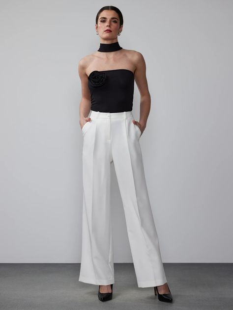 Women's Petite Pants | NY&Co Wide Leg Dress Pants Outfit, Pants Outfit Classy, Dress Pants Outfit, Dress Pants Outfits, White Dress Pants, Tailored Skirt, Wide Leg Dress Pants, Petite Pants, Kick Flares