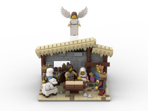 Lego Manger Scene, Lego Nativity Scene, Lego Nativity Scene Instructions, Lego Church Ideas, Nativity Lego, Lego Nativity, Lego Christmas Sets, Lego Patterns, Lego Gingerbread House