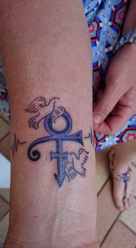 Royalty Symbols Tattoo, Prince Symbol Wallpaper, Prince Love Symbol Tattoo, Prince Guitar Tattoo, Prince Tattoo Purple, Prince Symbol, Shoulder Tats, Tattoo Font For Men, Love Symbol Tattoos