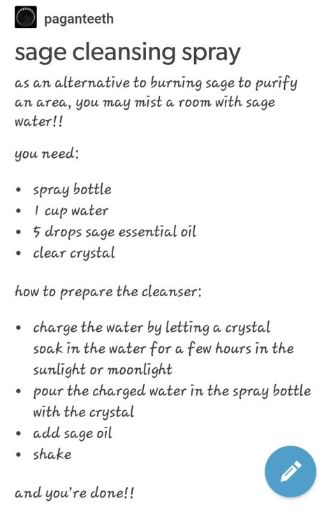 Cleansing Oils Witchcraft, How To Make Sage Spray, Cleansing Spray Witchcraft Diy, How To Cleanse With Sage, Diy Protection Spray, Aura Spray Recipe, Cleansing A New Home, Sage For Cleansing Home, Diy Sage Spray