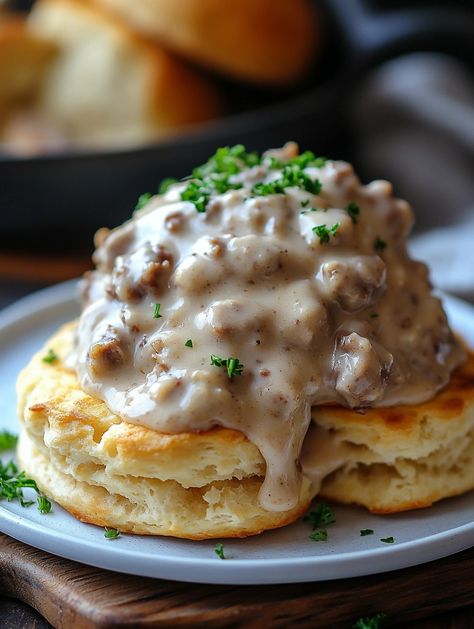 Southern-Style Biscuits and Sausage Gravy: A Comfort Food Classic - Greenku Recipes Mushroom Biscuits And Gravy, Elevated Biscuits And Gravy, Breakfast Gravy Recipe Without Sausage, Pioneer Woman Sausage Gravy And Biscuits, Biscuits N Gravy, Sausage And Biscuits Gravy, Biscuits And Gravy Without Sausage, Jimmy Dean Sausage Gravy Recipe, Buiscits And Gravy Recipes