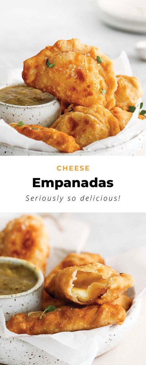 Whip these cheese empanadas up in less than an hour or freeze them for later for a quick and easy meal for the family. Empanadas Recipe Cheese, Maseca Recipes Empanadas, Empanadas Recipe Vegetarian, Quick Empanadas, Bean And Cheese Empanadas, Chicken And Cheese Empanadas, Empanada Filling Recipes, Fried Empanadas Recipe, Chilean Empanadas