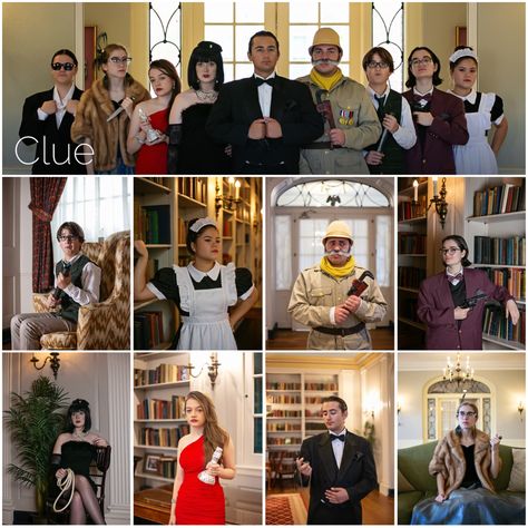 Clue Costumes Group, Mrs White Clue Costume Ideas, Clue Party Outfits, Clue Inspired Outfits, Mrs White Clue Costume, Clue Photoshoot, Clue Costume, Clue Board Game, Clue Party