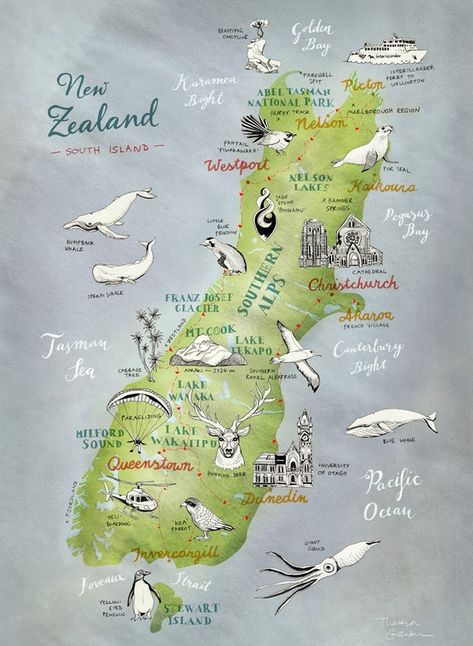 Large Print New Zealand Map of South Island Large NZ Print - Etsy Australia New Zealand Campervan, New Zealand Map, New Zealand Mountains, Nz South Island, Map Of New Zealand, New Zealand Tattoo, Wanaka New Zealand, New Zealand Adventure, Queenstown New Zealand