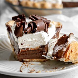 Chocolate Cream Pie with whipped cream and chocolate shavings on serving plate with fork Buttery Flaky Pie Crust, Chocolate Cream Pie Recipe, Cream Pie Filling, Mississippi Mud Pie, Creamy Pie, Dinner Then Dessert, Mississippi Mud, Chocolate Cream Pie, Cream Pie Recipes