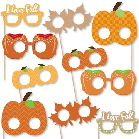 Pumpkin Patch Glasses and Masks - Paper Card Stock Fall, Halloween, or Thanksgiving Party Photo Booth Props Kit - 10 Count Fall Photo Booth, Fall Photo Props, Patch Party, Pumpkin Patch Party, Halloween Party Photo, Fall Harvest Party, Party Photo Booth Props, Fall Carnival, Fall Party Decorations