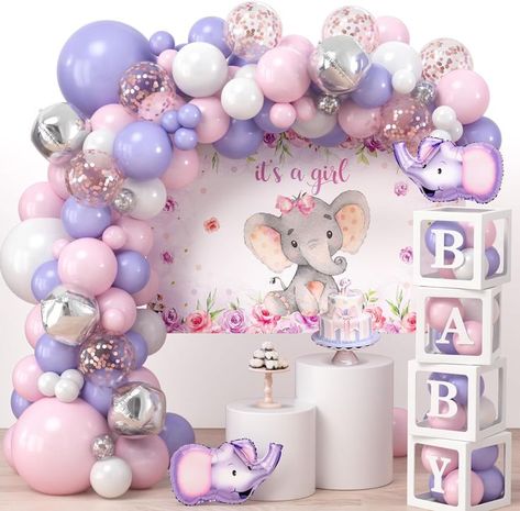 Create a heavenly setting with our angelic baby shower themes. Discover decorations that are as pure and sweet as your future little one Pink Elephant Baby Shower Theme, Elephant Baby Shower Theme Girl, Baby Shower Decorations For Girl, Elephant Birthday Party, Pink Baby Shower Decorations, Purple Birthday Party, Elephant Baby Shower Decorations, Elephant First Birthday, Elephant Baby Shower Theme