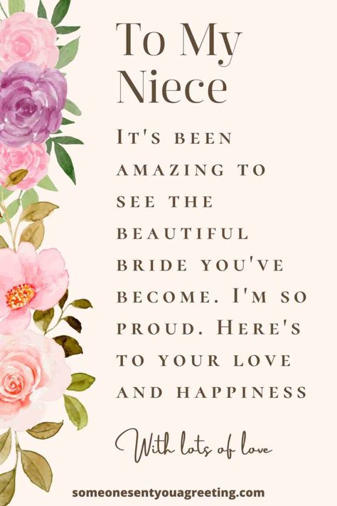 Use these bridal shower wishes for your niece to let her know how excited you are for her big wedding day and the bridal shower Quotes For Bride To Be, Bride Message, Bridal Wishes, Bride To Be Quotes, Bridal Shower Wishes, Shower Quotes, Wedding Cheers, Niece Quotes, Wishes For The Bride