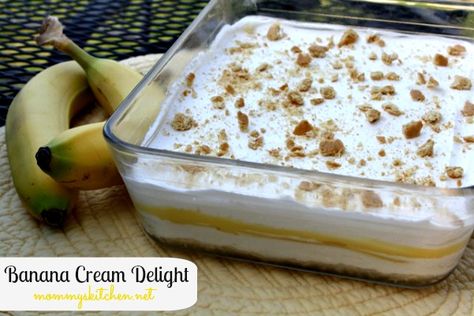 Mommy's Kitchen - Recipes from my Texas Kitchen : Banana Cream Delight Banana Cream Pie Recipes, Banana Delight, Banana Custard, Banana Cream Pie Recipe, Life In The City, Family Friendly Recipes, Pie Day, Recipes Yummy, Cookies Brownies