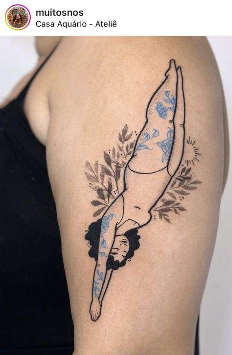 Curvy Mermaid Tattoo, Plus Size Mermaid Tattoo, Curvy Girl Tattoos, Bathtub Tattoo, Plus Size Tattoo Placement, Floating Tattoo, Plus Size Tattoo Ideas, Plus Size Tattoo, Curvy Mermaid