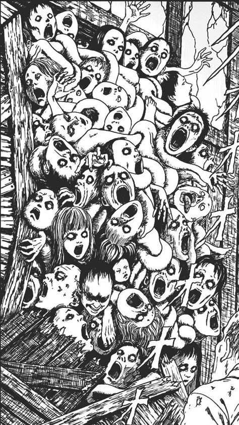 Horror Graphic Design, Horror Drawing, Japanese Horror, Creepy Tattoos, Horror Artwork, Horror Tattoo, Junji Ito, Desenho Tattoo, Dark Art Illustrations