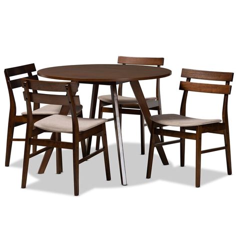 Hartzog 5 - Piece Rubberwood Solid Wood Dining Set Solid Wood Dining Set, Dining Furniture Sets, Round Table Top, 4 Dining Chairs, 5 Piece Dining Set, Mid Century Dining, Dine In, Ashley Furniture Homestore, Table Ronde