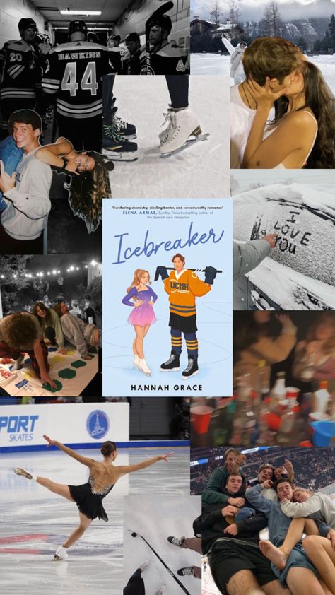 collage featuring nate and stassie from icebreaker by hannah grace aesthetic hockey romance book maple hills Nate And Stassie, Aesthetic Hockey, Icebreaker By Hannah Grace, Grace Aesthetic, College Romance Books, Fangirl Book, Books Romance Novels, Hockey Romance, Hannah Grace