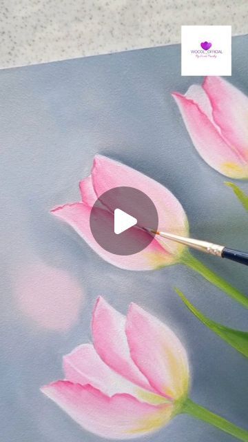 How To Paint Tulips, Tulip Painting Acrylic Easy, Tulip Acrylic Painting, Tulip Drawing, Artwork Aesthetic, Creative Arts Therapy, Aesthetic Artwork, Painting Flowers Tutorial, Acrylic Tutorials