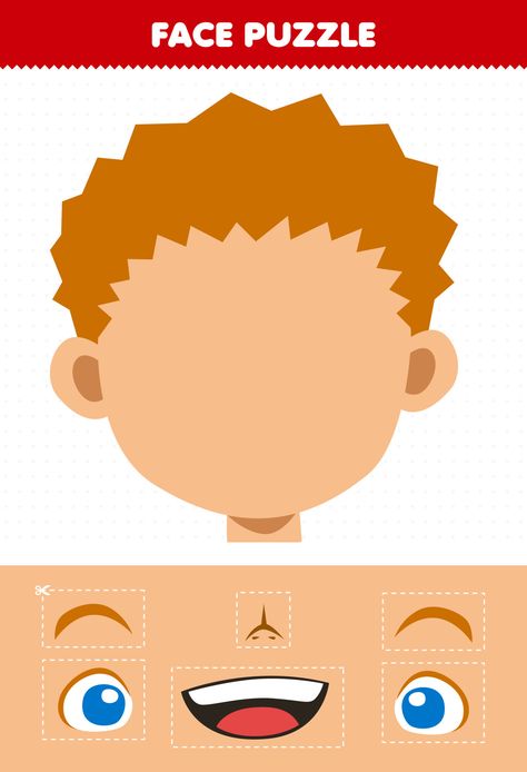 Cartoon Boy Character, Body Parts Theme, Body Worksheet, Face Puzzle, Toddler Fine Motor Activities, Body Preschool, Body Parts Preschool, Cut And Glue