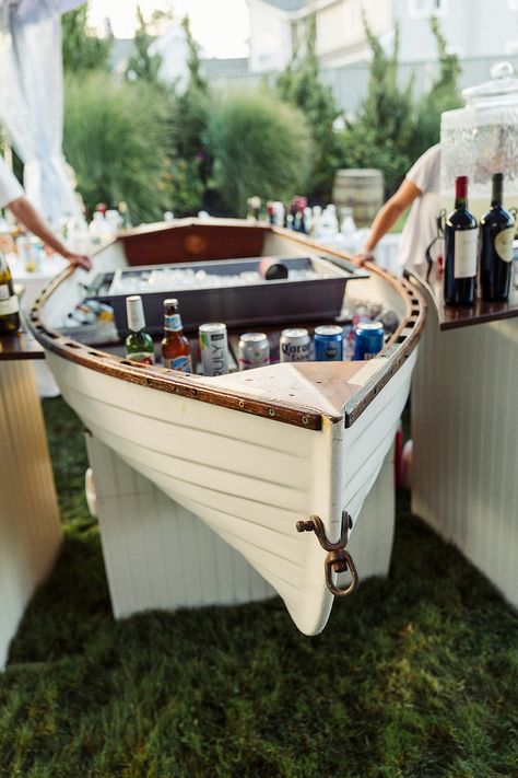 Boat Bar Design, Boat Set Design, Boat Themed Wedding, Boat Bar Ideas, Bar For Basement, York Maine Wedding, Cape Neddick Maine, Boat Garden, Garden Bar Shed