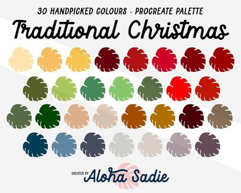 Traditional Christmas Procreate Colour Palette for iPad Art, Lettering, Calligraphy, Illustration, SVG, Stickers - Etsy Procreate Colour Palette, Christmas Procreate, Svg Stickers, Procreate Palette, Christmas Palette, Calligraphy Illustration, Christmas Color Palette, Art Lettering, Procreate Ipad Art