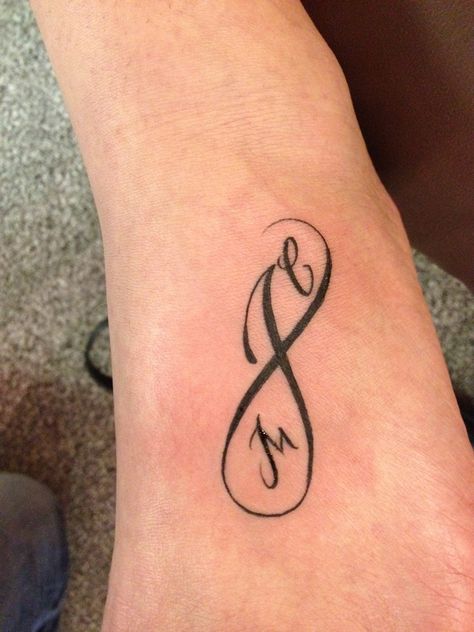 My new tattoo!  J for Jason, M for McKenzie and C for Caden= infinity J And M Tattoo, J And C Tattoo, M And J Tattoo, C And M Tattoo, Letter J Tattoo, J Tattoo, Cute Tattoos On Wrist, Small Girly Tattoos, Small Girl Tattoos