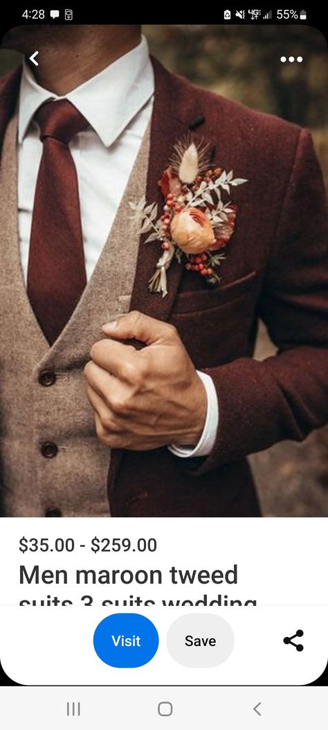 Wedding Suits Autumn, Autumn Wedding Mens Suits, Men’s Wedding Suit Autumn, Autumnal Wedding Suits, Autumn Wedding Suits Groom, Red Tux, Tweed Groom, 3 Piece Suit Wedding, Fall Groom