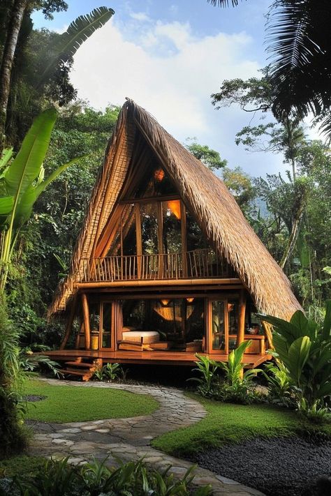 "Immerse yourself in nature with eco-lodges in Costa Rica! 🌿🏡 Enjoy sustainable luxury surrounded by lush rainforests and wildlife. Perfect for eco-conscious travelers seeking adventure and relaxation. 🌺🌍 #EcoLodges #CostaRica #SustainableTravel" Eco Lodges, Tiki Bar Decor, Bamboo Architecture, Eco Lodge, Bamboo House, Eco Friendly Travel, Sustainable Travel, Small Garden Design, Tropical Landscaping