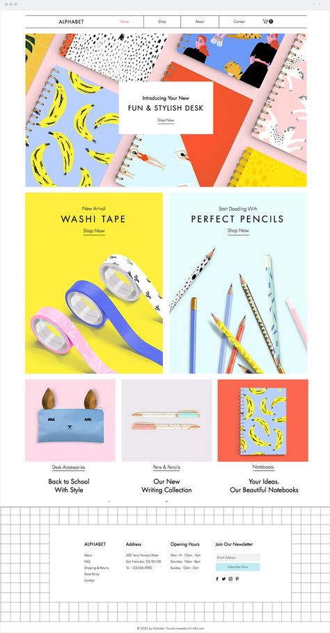 Stationery Online Store Website Template Stationery Website Design Inspiration, Online Store Design Website, Stationery Website Design, Wix Portfolio Website Design, Ecommerce Website Design Inspiration, Ecommerce Design Inspiration, Store Website Design, Graphic Designer Website, Online Store Website