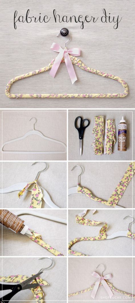 DIY Fabric Clothes Hanger Tutorial Best Clothes Hangers, Diy Clothes Hangers, Fabric Hanger, Vintage Hangers, Hanger Crafts, Hanger Diy, Pretty Designs, Vintage Diy, Diy Vintage