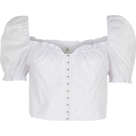 White Puff Sleeve Crop Top, White Puffy Sleeve Top, White Puff Sleeve Top, Poofy Sleeves, Puffy Sleeve Top, Cute White Tops, Bralet Tops, Puff Sleeve Crop Top, Satin Blouses