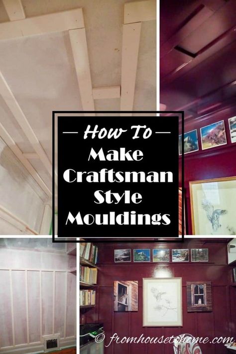 Looking for an interesting way to architectural interest to your walls and ceiling?  Why not make craftsman style mouldings? Craftsman Molding And Trim, Wall Molding Diy, Craftsman Style Molding, Craftsman Molding, Diy Crown Molding, Molding Ceiling, Diy Dining Room, Diy Ceiling, Bedroom Wall Paint