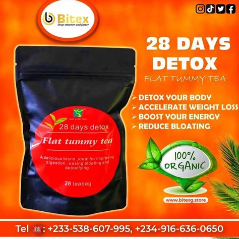 Our 28 Days Flat Tummy Tea, comes with benefits which improves your health status....☺️☺️ 🔴Eliminates tummy fats 🔴Improves digestion 🔴Made from natural ingredients 🔴Increases energy level Let's not forget that our 28 DAYS DETOX FLAT TUMMY TEA is a grade A product that consists of natural ingredients Moringa, Lotus leaf, Cassia Seed that has no side effects.....👍💯 #flattummytea #flattummy #fitness Flat Tummy Tea, Tummy Tea, Increase Energy Levels, Detox Your Body, Lotus Leaf, Flat Tummy, 28 Days, Improve Digestion, Detox Tea