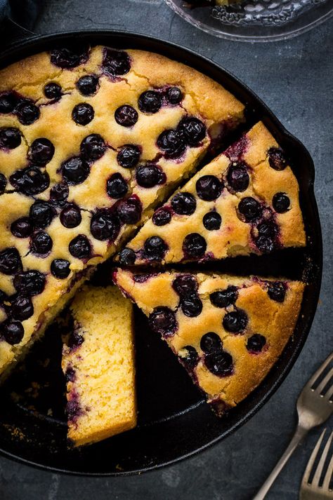 Easy Skillet Cornbread, Cornbread Skillet, Blueberry Cornbread, Polenta Cake, Polenta Cakes, Budget Bytes, Easy Skillet, Light Cakes, My Wallet